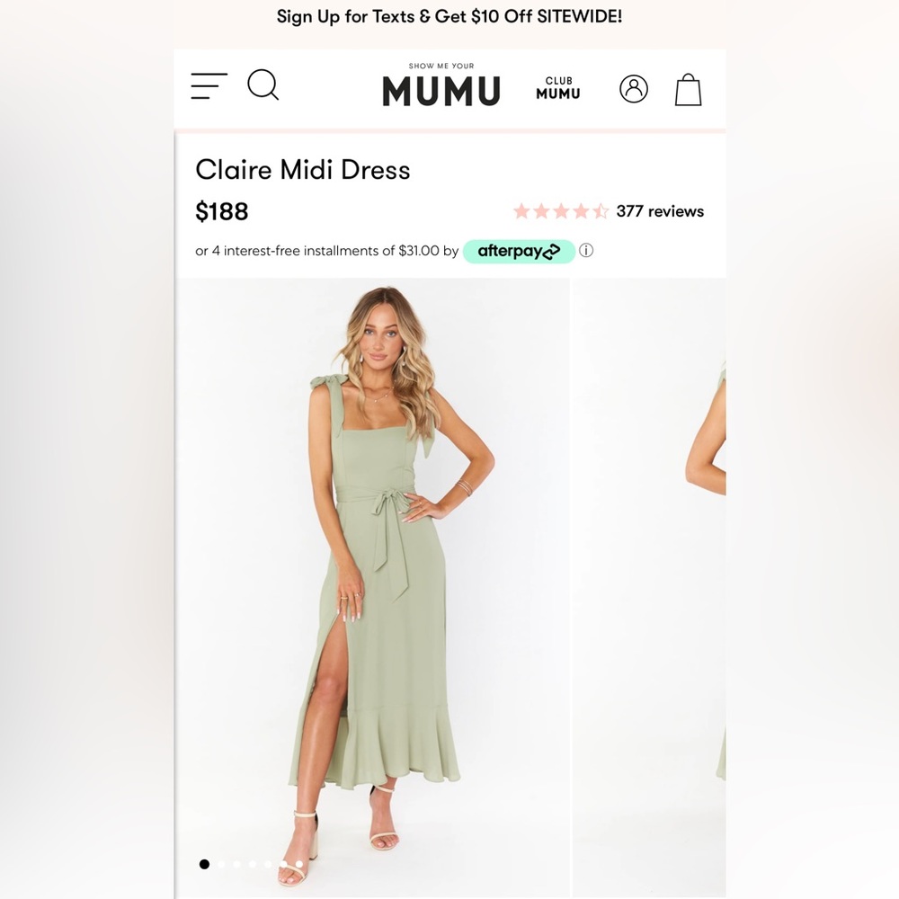 Show Me Your Mumu Claire Midi Dress Moss Green Crisp